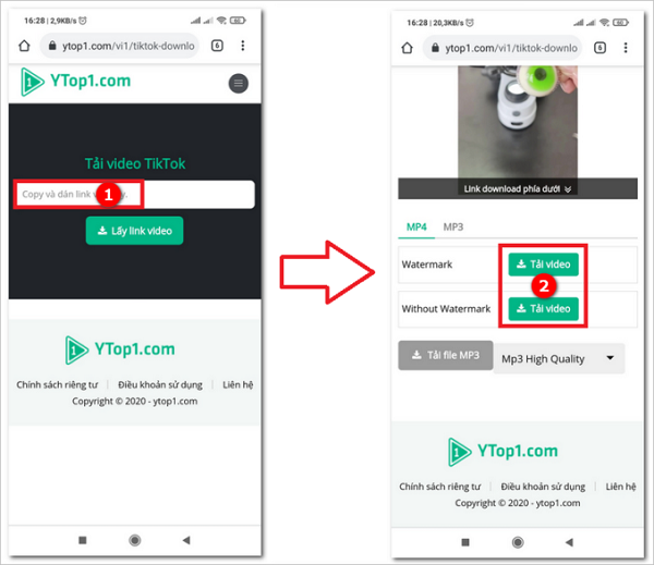 Trang web Ytop1 hỗ trợ tải video TikTok