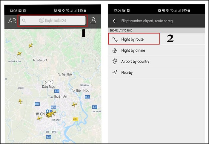 Chọn Flight by route tại thanh tìm kiếm