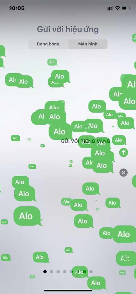 Kích chọn Màn hình và lần lượt vuốt sang trái để chọn hiệu ứng màn hình