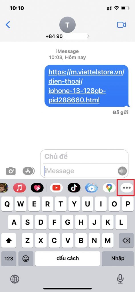 Kích chọn biểu tượng ba chấm tại cuối mục các ứng dụng
