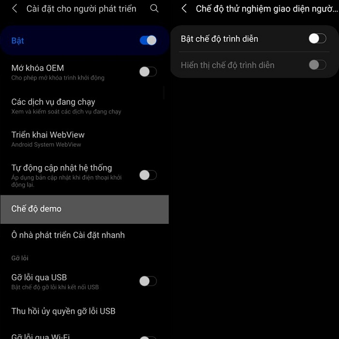 Chế độ demo cho phép bạn thử nghiệm nhiều giao diện mới của điện thoại Samsung
