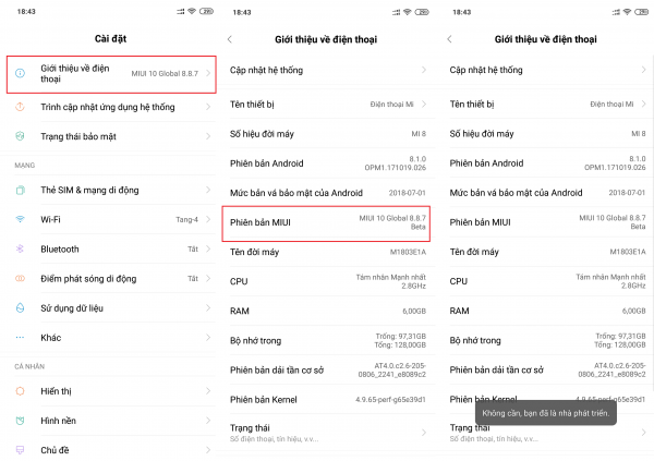 Các bước giúp bạn bật tùy chọn nhà phát triển Xiaomi 