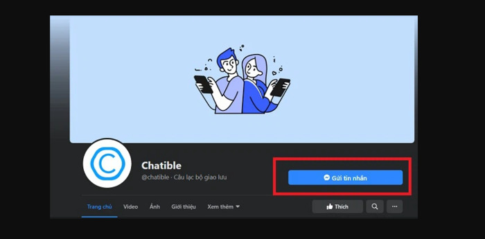 Nhấp vào ô [Gửi tin nhắn] khi trang chủ xuất hiện để bắt đầu sử dụng Chatible