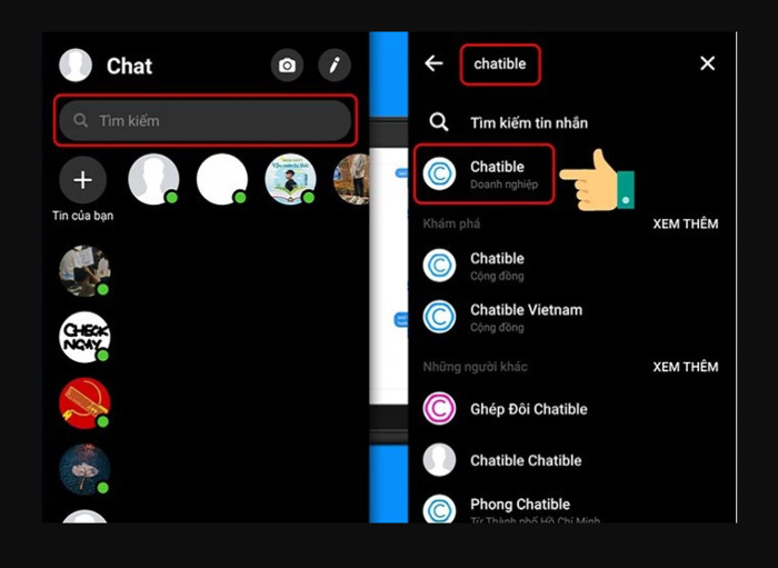 Tìm logo Chatible màu xanh và nhấn vào