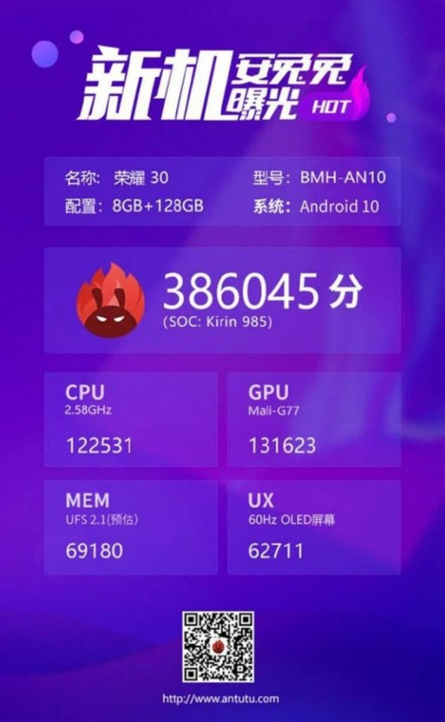 Điểm Antutu của Kirin 985 là khoảng 386.000 điểm