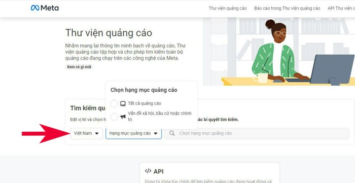 Chọn Quốc gia và hạng mục quảng cáo