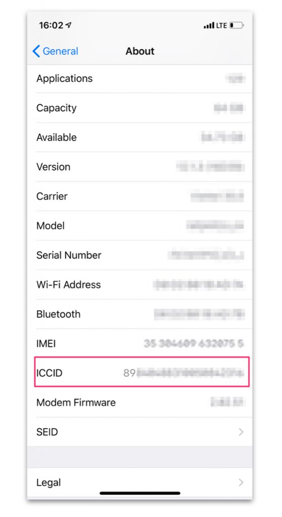 Kiểm tra ICCID mã số xác nhận riêng dành cho SIM có thể giúp bạn nhận biết được iPhone lock.