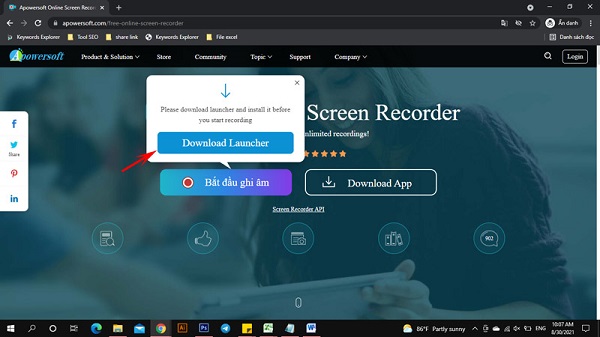 Quay video màn hình máy tính có tiếng