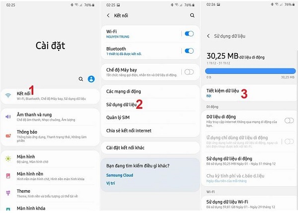 Chế độ tiết kiệm dữ liệu trên Samsung