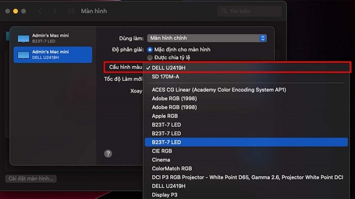 Thay đổi màu màn hình