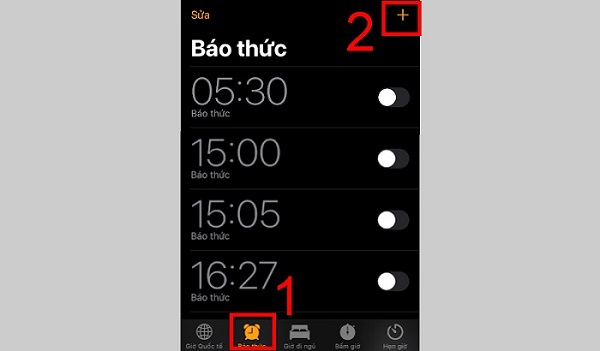 Vào phần Báo thức trong ứng dụng Đồng hồ để thay đổi chuông báo Cách đặt chuông báo thức bằng bài hát cho iphone
