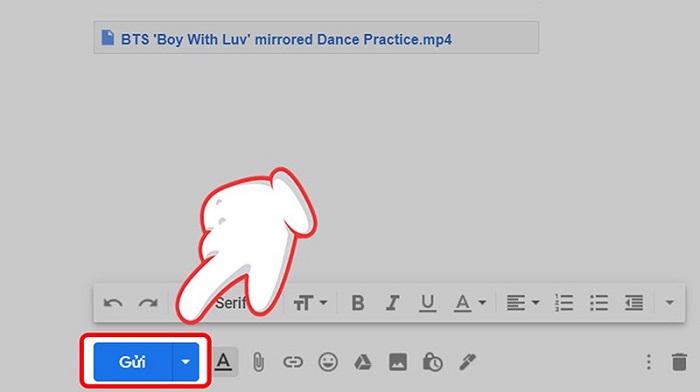 Tiếp tục soạn thư, địa chỉ người nhận và chọn gửi