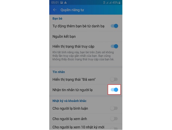 Cách khóa zalo người khác