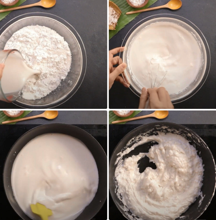 Trộn và khuấy bột gói bánh