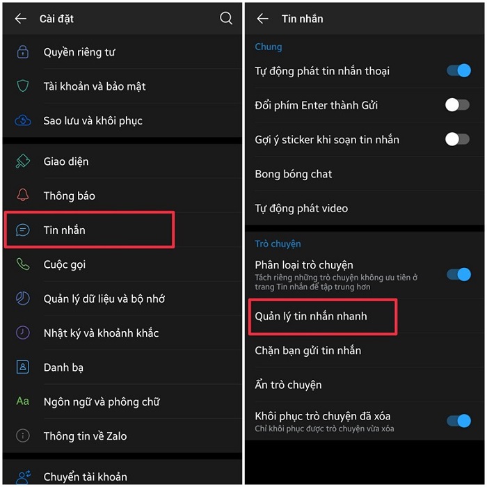 cách nhắn tin nhanh trên Zalo