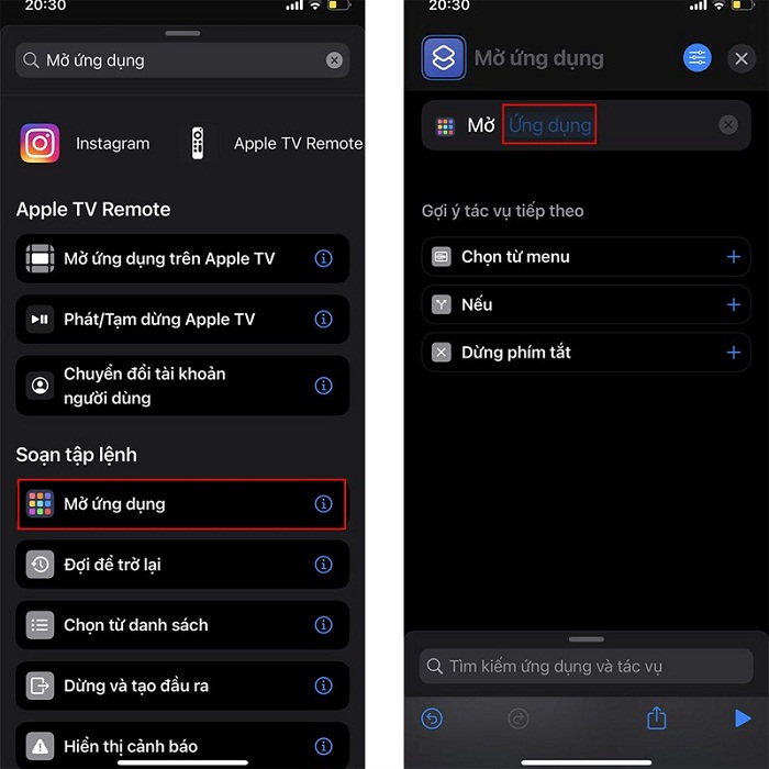Nhấn chọn chữ "Ứng dụng" và tìm ứng dụng muốn thay đổi icon