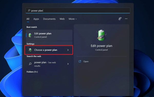 Bấm chọn Choose a Power Plan