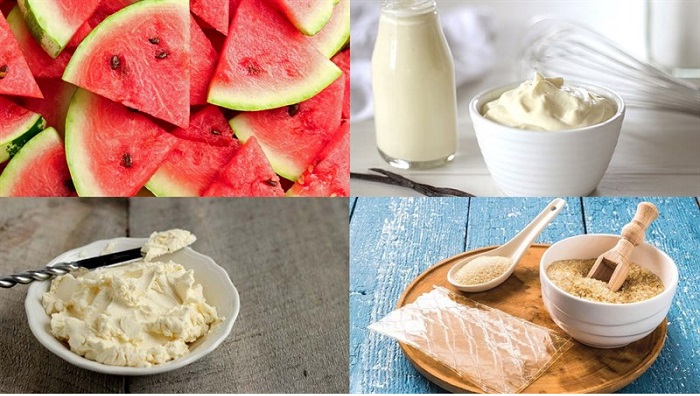 Các nguyên liệu làm bánh mousse dưa hấu