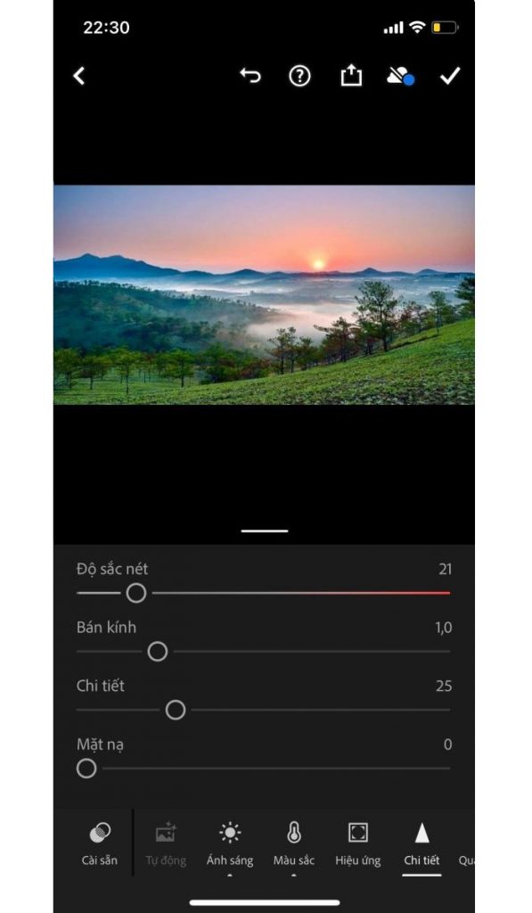 chỉnh ảnh bằng Lightroom trên iPhone