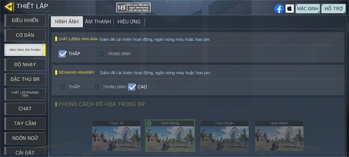 Cài đặt cấu hình trong game Call Of Duty Mobile