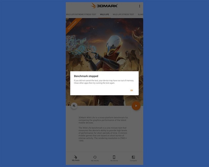 Nokia G21 không thực hiện được bài test Wildlife Extreme Stress Test