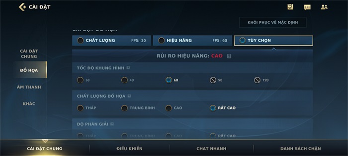 Cài đặt đồ họa trong Liên Minh Huyền Thoại: Tốc Chiến