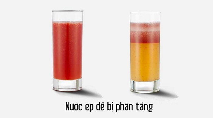 Nước ép từ máy ép nhanh dễ phân tầng