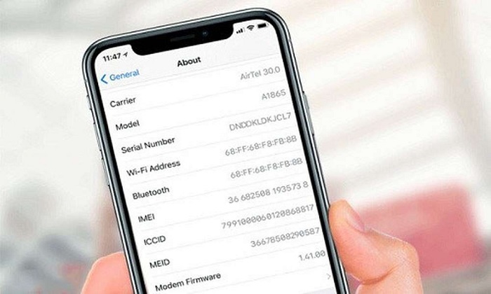 Mã số iPhone dãy mã gồm các ký tự chữ và số có dạng MxxxYY/A