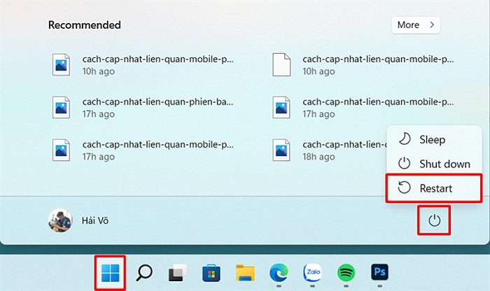Khởi động lại máy tính khi Spotify bị lỗi