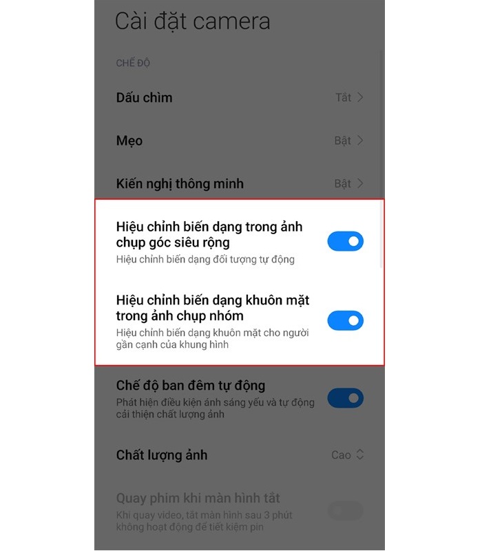 tính năng của camera trên Xiaomi