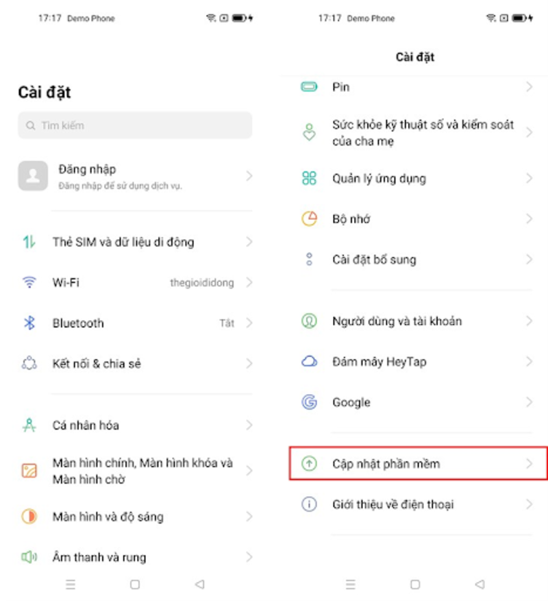 Cập nhật phần mềm phiên bản mới nhất