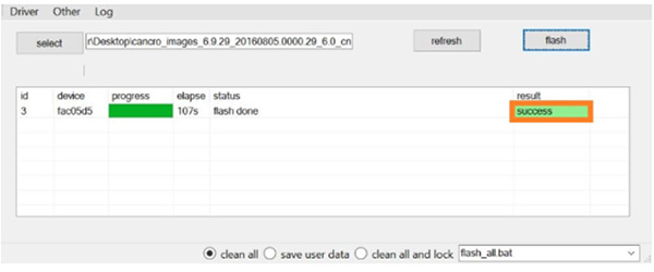 Mi Flash Tool báo Thành công (Success)