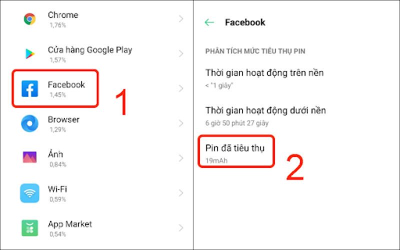 Kiểm tra chi tiết tiêu thụ pin của từng app
