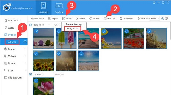 Kéo thả ảnh từ iPhone vào Album mới tạo