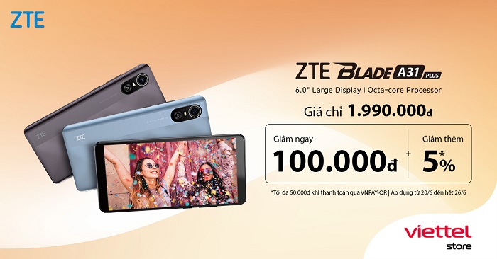 ZTE Blade A31 Plus giảm còn 1.890.000 đồng