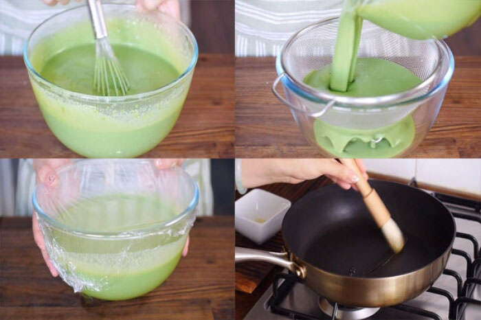 Khuấy đều, nhẹ tay hỗn hợp bột 