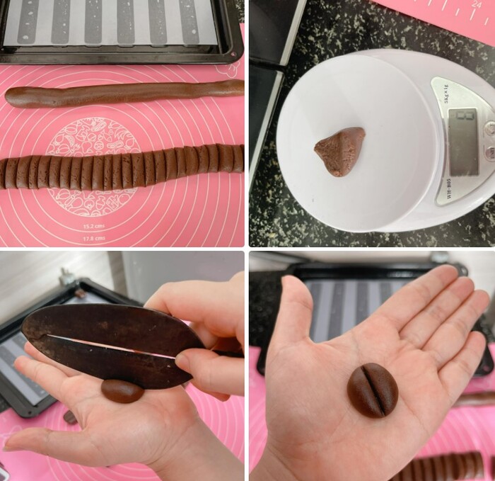 Tạo hình bánh thành các hạt cà phê