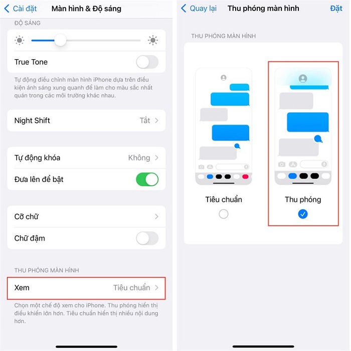 Nhấn Xem rồi tích chọn vào ô Thu Phóng