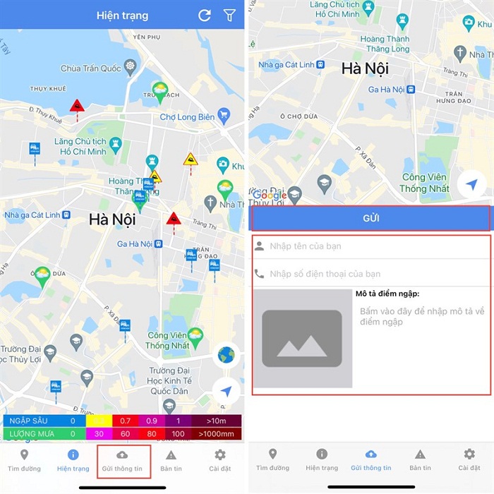 Chọn tab Gửi thông tin và cung cấp các thông tin theo yêu cẩu rồi nhấn Gửi