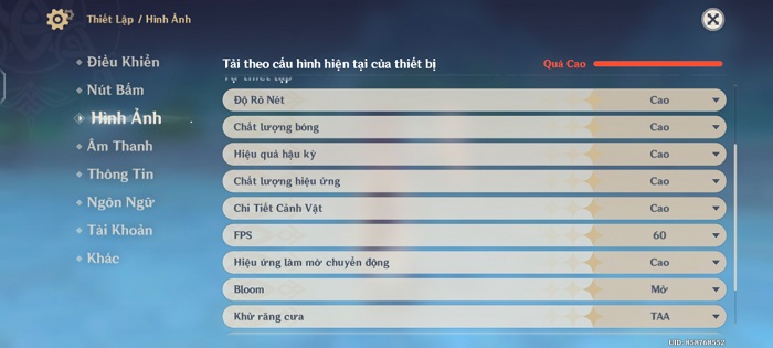 Thiết lập lại cấu hình game