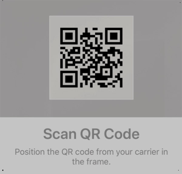 Quét mã QR để kích hoạt sử dụng eSIM