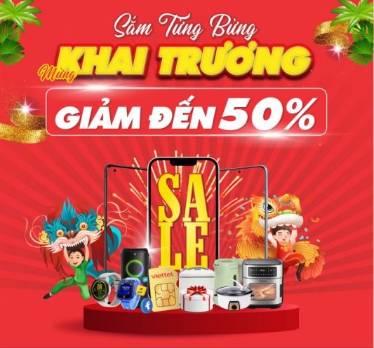 Sắm tưng bừng mừng khai trương siêu thị Viettel Store tại TP. Sóc Trăng giảm đến 50% smartphone, phụ kiện, gia dụng, SIM số