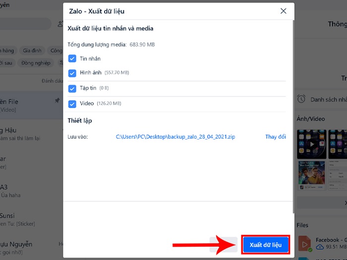 Khôi phục tin nhắn zalo