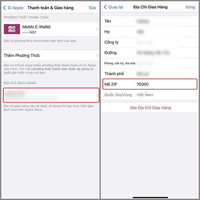 Mã zip khi giao dịch trên Apple Store