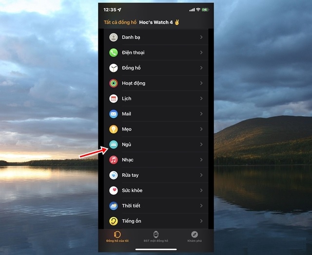 Cuộn xuống và tìm đến mục Ngủ