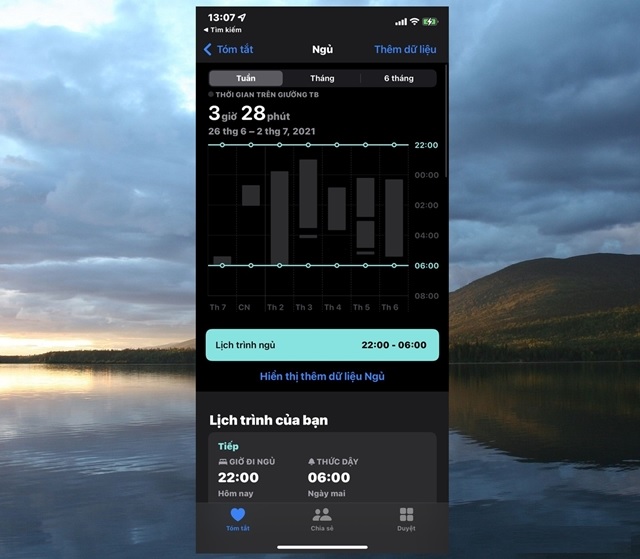 Thiết lập thời gian ngủ cho bản thân