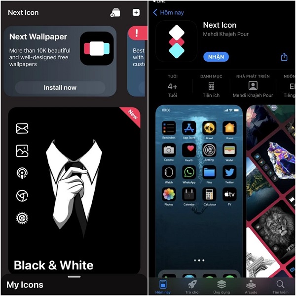 Ứng dụng Next Icon