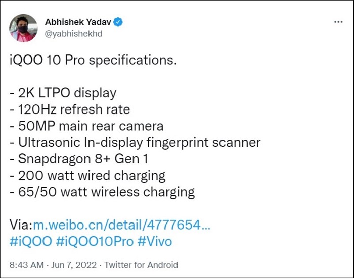 Thông tin rò rỉ từ chuyên gia Abhishek Yada