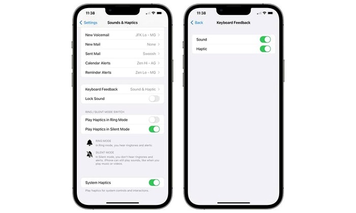 Phản hồi xúc giác khi gõ bàn phím