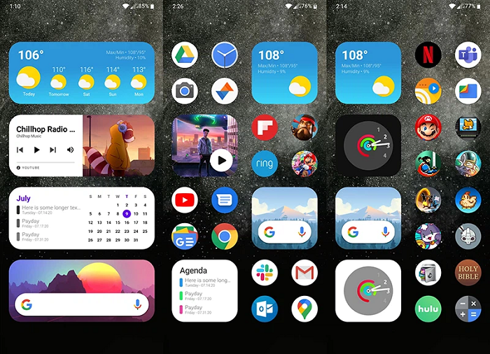 Widget Android xuất hiện với nhiều hình thức và độ phức tạp khác nhau